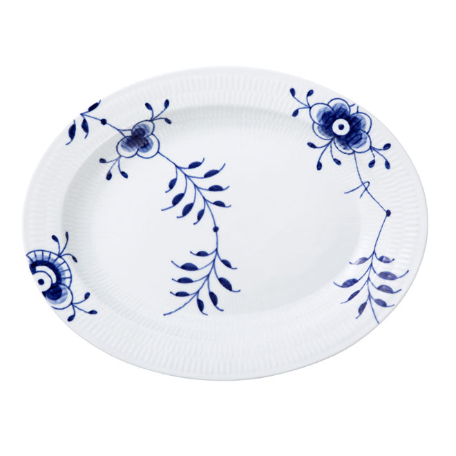 Royal Copenhagen Blå Mega riflet ovalt fad - 36,5 cm. - Bahne